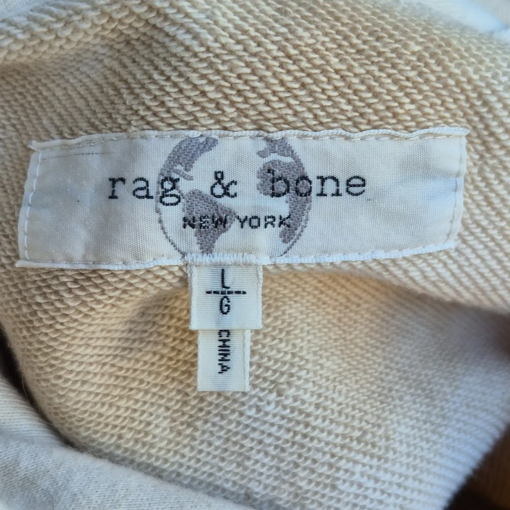 RAG & BONE City Terry Beige‎ Tan Cream Tie Dye Cotton Large Mens Hoodie Sweater - Picture 8 of 12